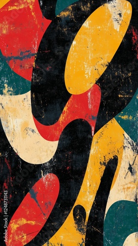 Abstract composition with bold colors and shapes creating a dynamic visual im...