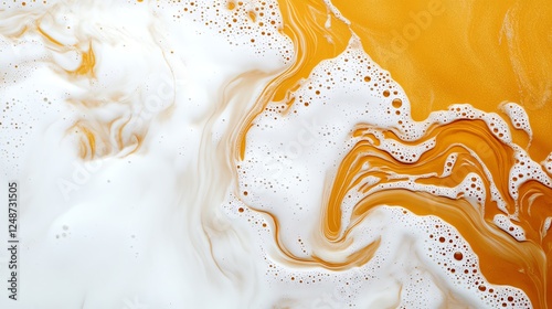 Topdown view of foamy ocean waves meeting golden sand, rhythmic nature patterns, high contrast and dynamic movement, abstract beach textures