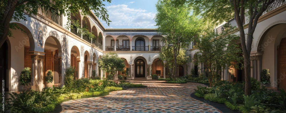 custom made wallpaper toronto digitalExplore the beauty of a historic palace courtyard adorned with intricate tile patterns and rich cultural heritage.