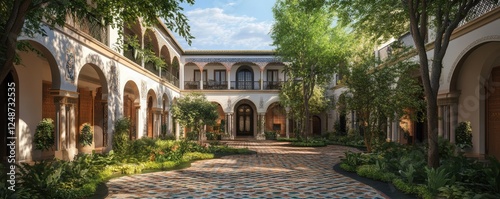 Wallpaper Mural Explore the beauty of a historic palace courtyard adorned with intricate tile patterns and rich cultural heritage. Torontodigital.ca