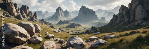 Rocky outcrops in the valley below Ciezka Turnia Tazka veza , valley, nature photo