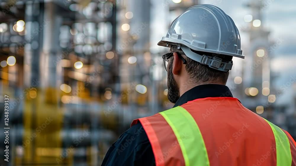 custom made wallpaper toronto digitalAerial view of an oil refinery inspection adhering to OSHA safety protocols.