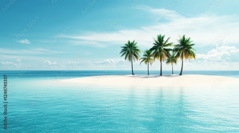 a tropical island beach, dense palm trees, hidden paradise, tranquil blue lagoon, cinematic depth, isolated on white background a tropical island beach, dense palm trees, hidden paradise, tranquil blue lagoon, cinematic depth, isolated on white background