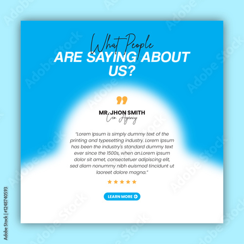 Customer feedback testimonial social media post design or client review social media post design template