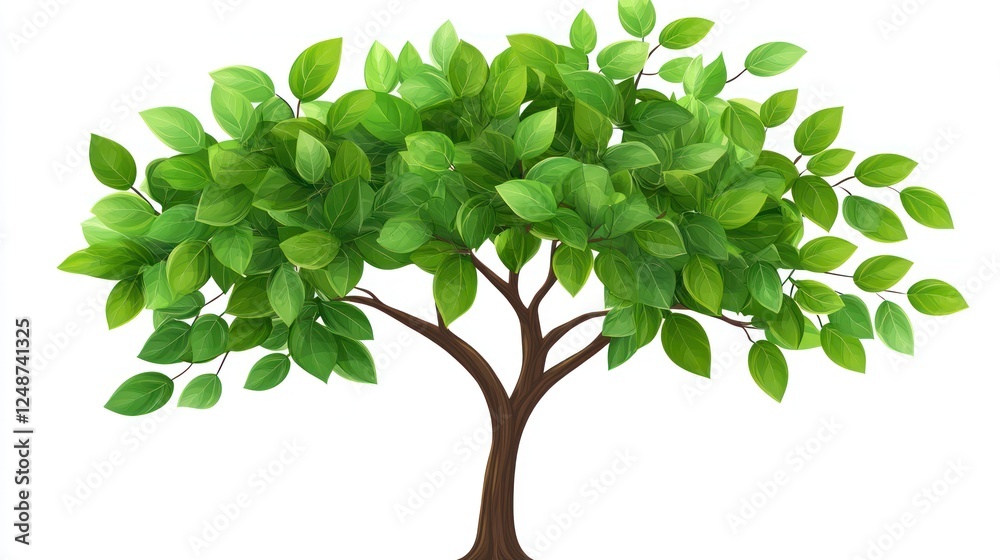 Obraz premium Lush green tree isolated on white, nature background, perfect for eco-friendly designs