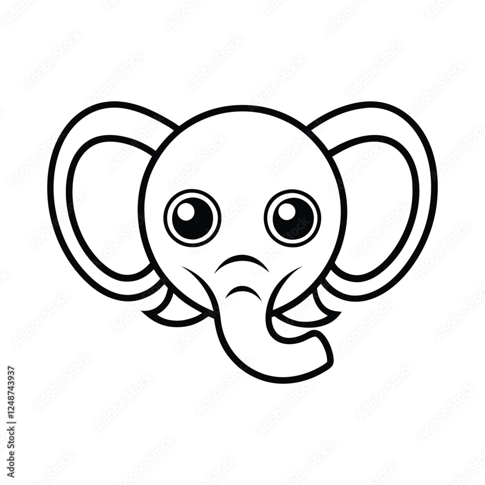 Fototapeta premium funny elephant outline vector art