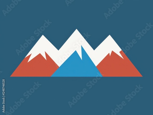 Free Download Abstract Graphic Representation of Mountains in Red, White, and Blue Colors Set Against a Minimalist Background - GFXLoad