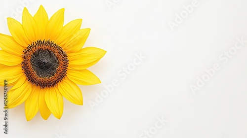 Bright sunflower in full bloom against a clean white background, ideal for nature-themed designs