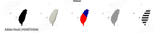 Taiwan outline map set