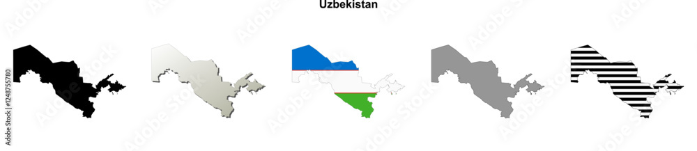 Obraz premium Uzbekistan outline map set