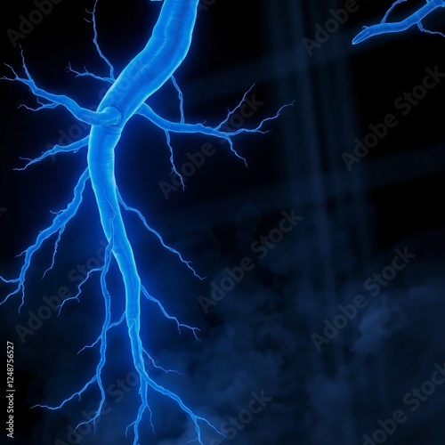 Electric discharge visualization in deep blue hues for cutting edge technology