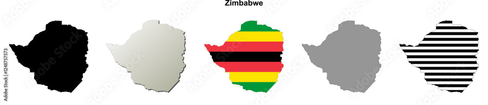 Obraz premium Zimbabwe outline map set