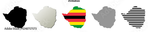 Zimbabwe outline map set