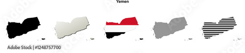 Yemen outline map set