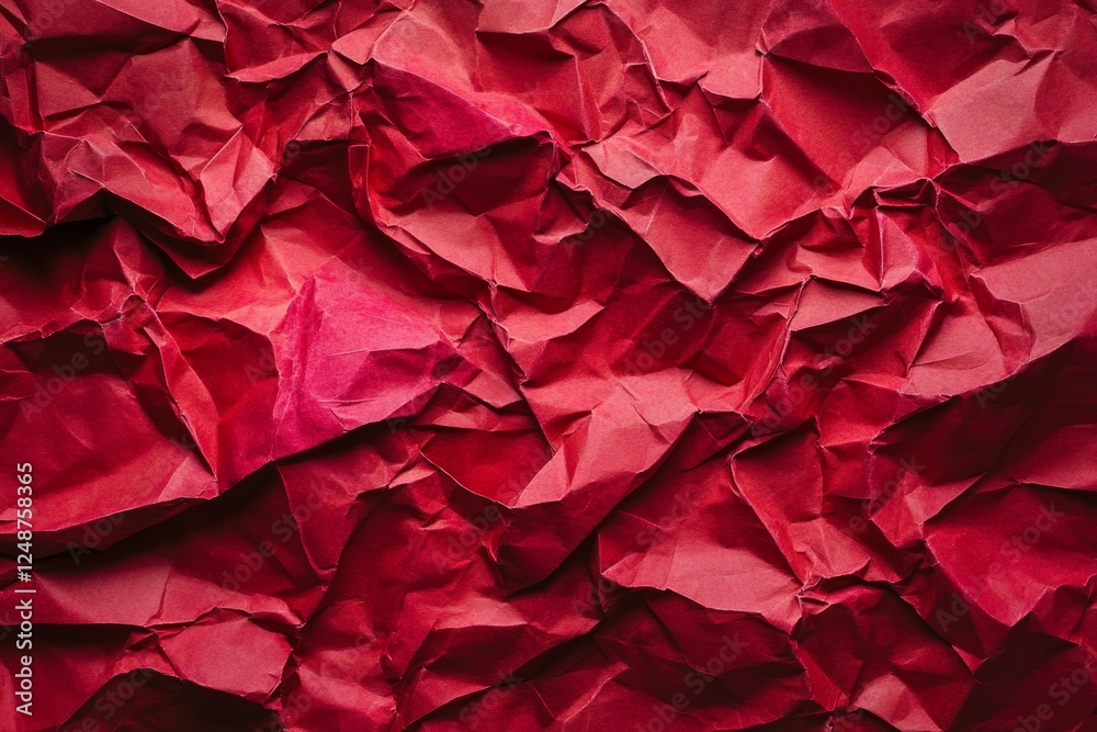 Crumpled red paper texture with shadows. Neural network AI generated Crumpled red paper texture with shadows. Neural network AI generated