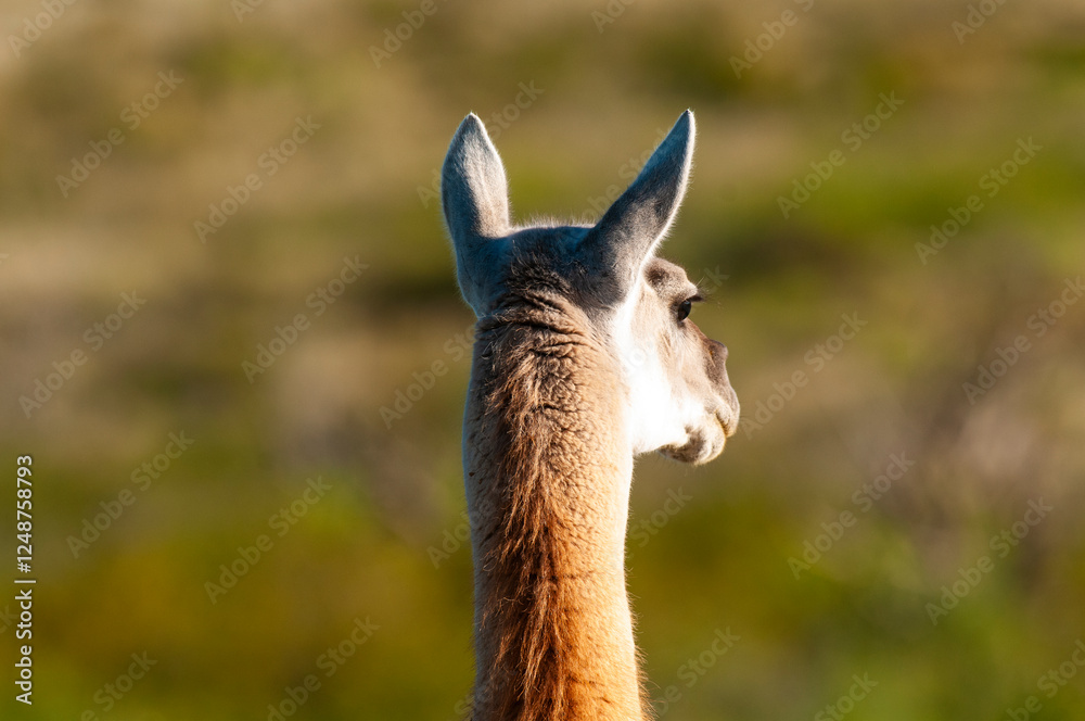 Obraz premium Guanacos in Lihue Calel National Park, La Pampa, Patagonia, Argentina.