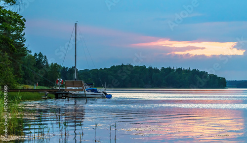 Sunset at a bay in St Anna archipelago in the Baltic Sea, Sweden