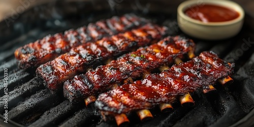 Close-up of smoked BBQ brisket
