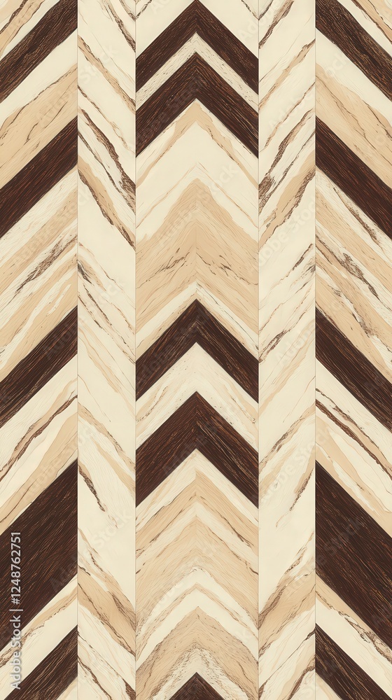 Stunning Chevron Patterned Wood-Look Floor Design with Beige and Brown Tones Stunning Chevron Patterned Wood-Look Floor Design with Beige and Brown Tones