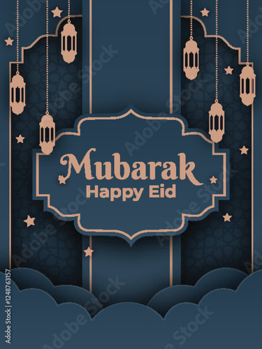 Eid Mubarak Greeting Islamic Illustration Background