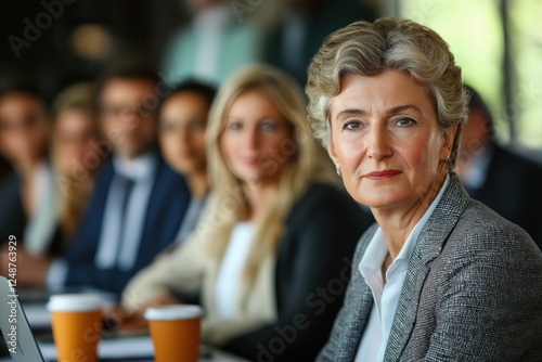 A diverse group of professionals actively participating in a collaborative meeting focused on business growth strategies at a contemporary office