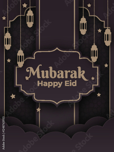 Eid Mubarak Greeting Islamic Illustration Background