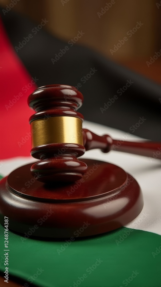 Symbol of Sudanese Justice Awaits on the National Flag: A Wooden Gavel Symbol of Sudanese Justice Awaits on the National Flag: A Wooden Gavel