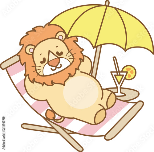 Cute Lion vector icon. Funny baby Lion animal series stock illustration. life of fluffy Lion designs.