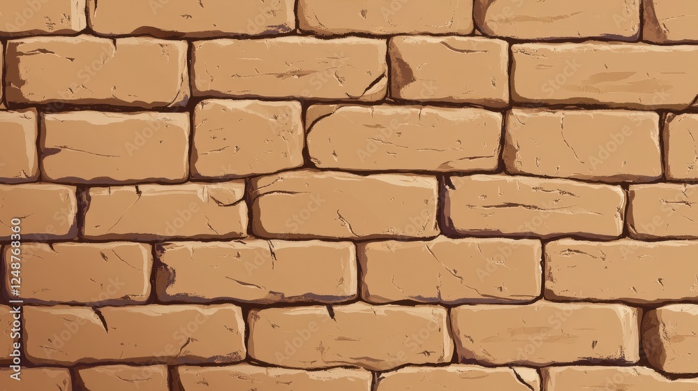 Obraz premium Detailed Illustration of a Beige Stone Wall Pattern