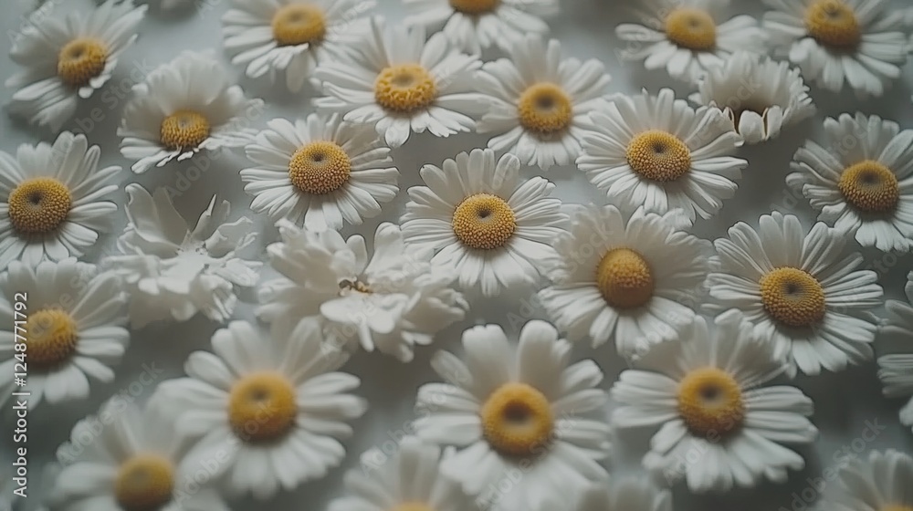 Delicate White Daisies with Yellow Centers on Soft Background Delicate White Daisies with Yellow Centers on Soft Background