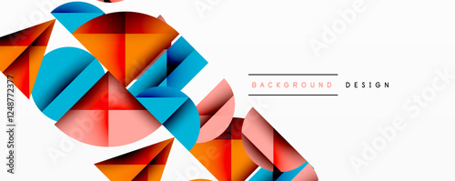 Abstract geometric pattern with intersecting circles and triangles in gradients. The high-contrast composition creates depth and a dynamic, modern aesthetic