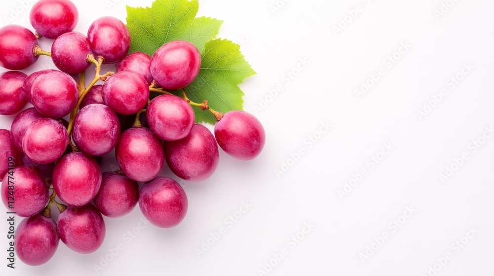 Vivid Purple Grapes Cluster on a Plain White Background. Generative AI Vivid Purple Grapes Cluster on a Plain White Background. Generative AI