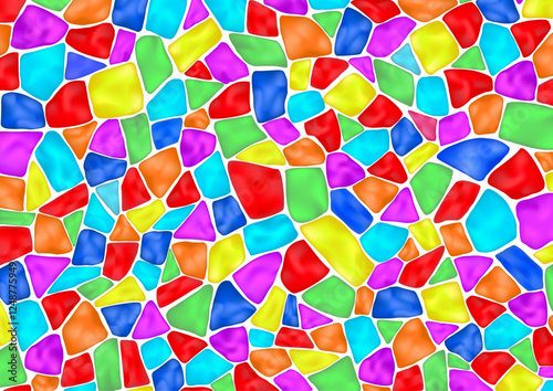 Stained glass window made of colored glass. Vector background