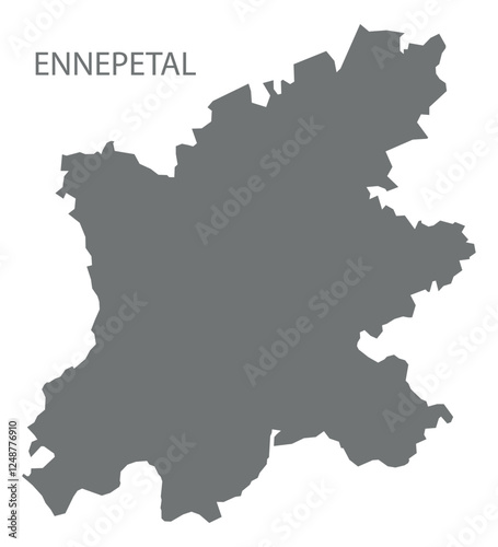 Ennepetal city map with boroughs grey illustration silhouette shape photo