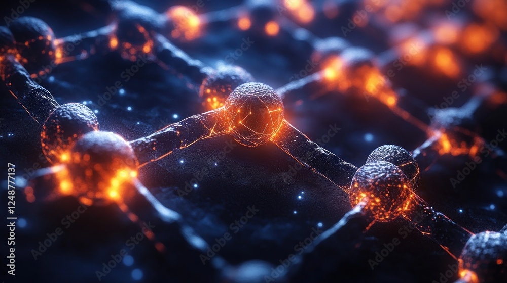 Glowing network nodes abstract. Glowing network nodes abstract.