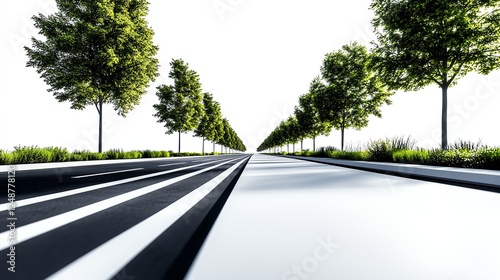 a sidewalk with a bicycle lane, urban mobility design, ecofriendly city planning, sleek and modern, isolated on white background photo