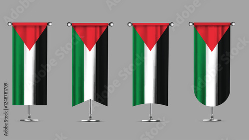 Collection of Vertical Banners Featuring the PALESTINE Flag