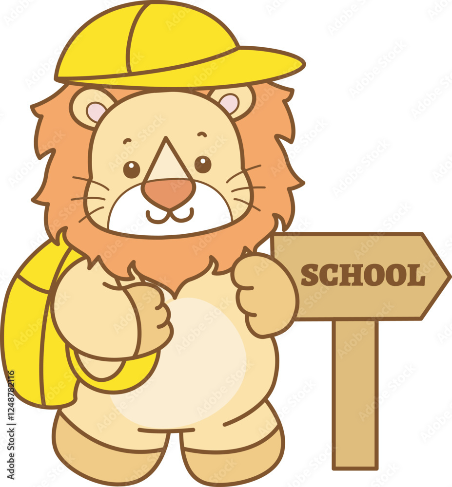 Obraz premium Cute Lion vector icon. Funny baby Lion animal series stock illustration. life of fluffy Lion designs.