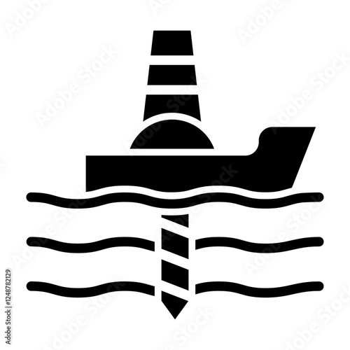 Deep Sea Mining Vector Glyph Icon Design