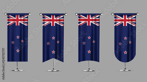 Collection of Vertical Banners Featuring the NEW ZEALAND Flag