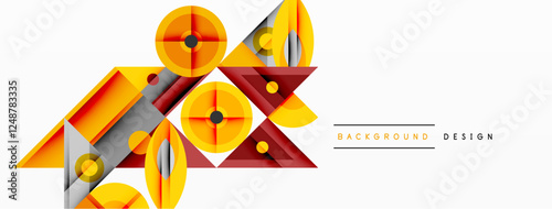 Dynamic geometric composition with sharp angles, circular forms, and gradient colors photo