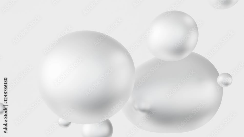 Abstract morphing liquid white blobs in a metaball animation. 3D background with fluid motion in a seamless loop Abstract morphing liquid white blobs in a metaball animation. 3D background with fluid motion in a seamless loop