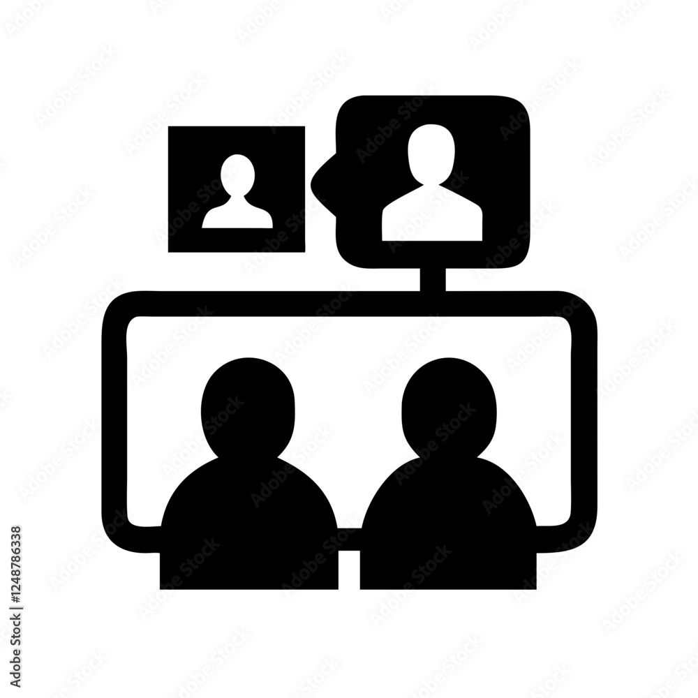 Fototapeta premium Team meeting icon with video conferencing