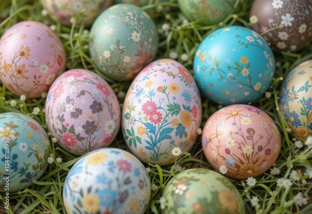 Colorful Easter eggs with beautiful designs Colorful Easter eggs with beautiful designs