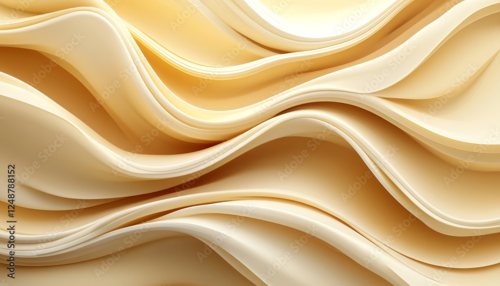 Fototapeta premium Flowing Light Yellow 3D Texture Forming Seamless Repetitive Wave Design Element for Background