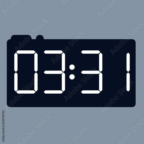 Modern smartwatch interface displaying 03:31 on an elegant black screen with a digital timer icon, isolated on a gray background.
