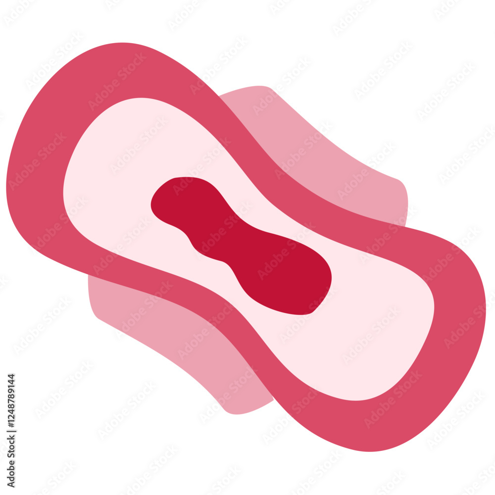 Feminine Hygiene Product Illustration: A graphic illustration of a feminine hygiene product, showcasing the design and function of a sanitary pad for period care. Feminine Hygiene Product Illustration: A graphic illustration of a feminine hygiene product, showcasing the design and function of a sanitary pad for period care.
