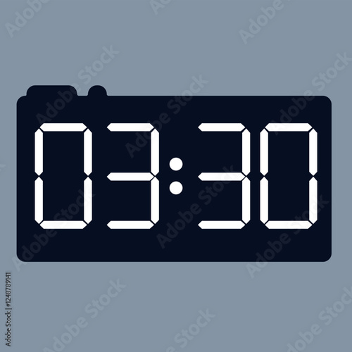 Modern smartwatch interface displaying 03:30 on an elegant black screen with a digital timer icon, isolated on a gray background.
