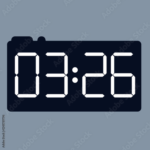 Modern smartwatch interface displaying 03:26 on an elegant black screen with a digital timer icon, isolated on a gray background.
