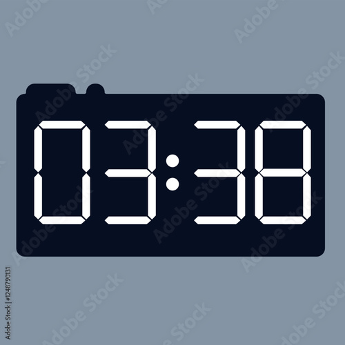 Modern smartwatch interface displaying 03:38 on an elegant black screen with a digital timer icon, isolated on a gray background.